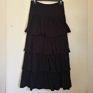Cynthia Steffe Black Tiered Maxi Skirt